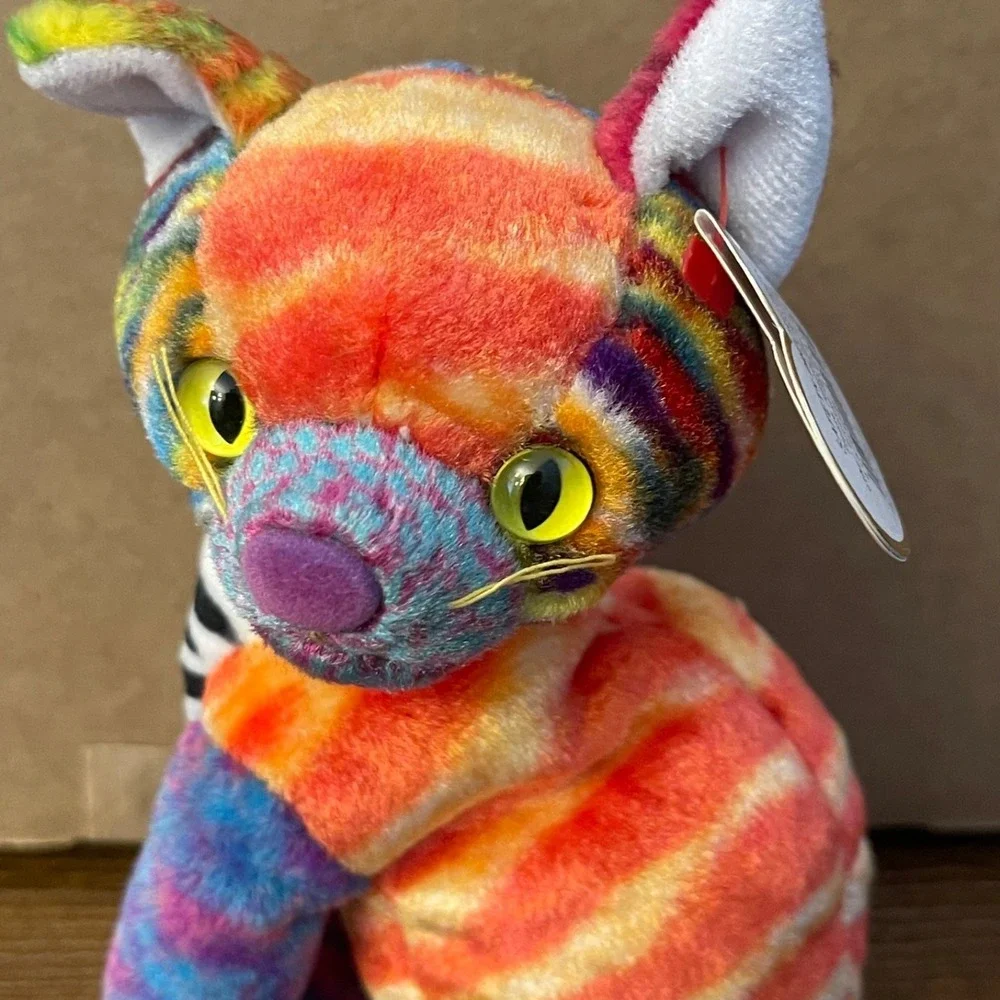 Ty Beanie Babies Kaleidoscope the Cat - 2000 Retired 7th Gen Holographic Tag MWM
